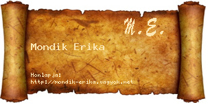 Mondik Erika névjegykártya